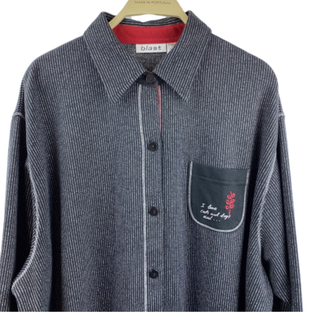 Blast “I love cats and dogs and...” button shirt